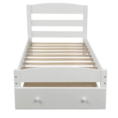 Twin Size Wood Platform Bed Frame With Storage Drawer And Slat Support-ModernLuxe 5 Twin Size Wood Platform Bed Frame With Storage Drawer And Slat Support-ModernLuxe - Image 3
