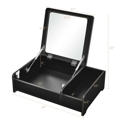 Costway 2-in-1 Vanity Dresser W/ Flip-Top Mirror Tabletop Storage Box Makeup Laptop Black 3 Costway 2-in-1 Vanity Dresser W/ Flip-Top Mirror Tabletop Storage Box Makeup Laptop Black