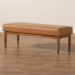 Arvid Mid-Century Faux Leather Upholstered Wood Dining Bench Walnut/Brown - Baxton Studio 11 Arvid Mid-Century Faux Leather Upholstered Wood Dining Bench Walnut/Brown - Baxton Studio -Bedroom Home Store GUEST b673ae3c 0034 4029 9a7e e47f94a1b30b