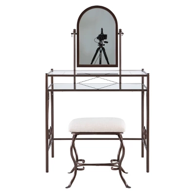 Clarisse Metal Vanity Set Brown - Linon 4 Clarisse Metal Vanity Set Brown - Linon - Image 2