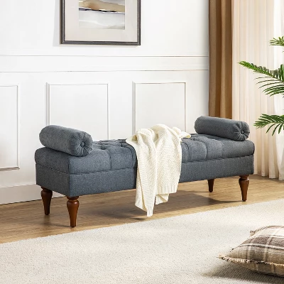 Cecilia Upholstered Bench With Removable Bolster Pillows|ARTFUL LIVING DESIGN 14 Cecilia Upholstered Bench With Removable Bolster Pillows|ARTFUL LIVING DESIGN - Image 12