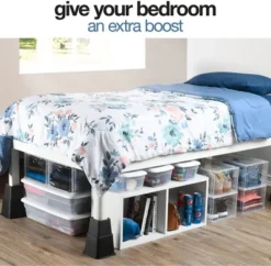 Adjustable Bed Risers - Heavy Duty Furniture Riser Set Of 4 In Heights Of 8, 5, Or 3 Inches For Table Risers, Bed Frame Risers In Black – Homeitusa