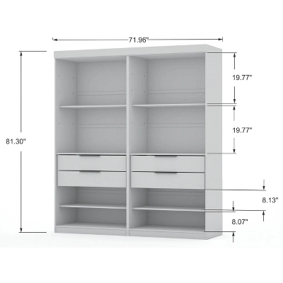 Set Of 2 Mulberry 2.0 Wardrobe Closet White - Manhattan Comfort 4 Set Of 2 Mulberry 2.0 Wardrobe Closet White - Manhattan Comfort - Image 2