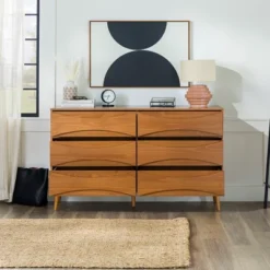 Mid-Century Modern Contoured 6 Drawer Dresser - Saracina Home 29 Mid-Century Modern Contoured 6 Drawer Dresser - Saracina Home -Bedroom Home Store GUEST bb625515 9b28 47ce aec8 80be9f788699