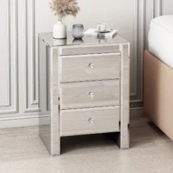 Cierra 25.59'' H X 17.71'' W X 13.78'' D Tall Champagne Mirrored Nightstand End Table With 1 Drawer Accent Nightstand-Maison Boucle 13 Cierra 25.59'' H X 17.71'' W X 13.78'' D Tall Champagne Mirrored Nightstand End Table With 1 Drawer Accent Nightstand-Maison Boucle -Bedroom Home Store GUEST bc28fd03 04f2 44b5 b208 b91a9220c0cf