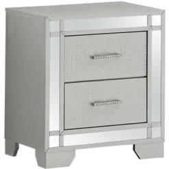 Passion Furniture Madison 2-Drawer Silver Champagne Nightstand (26 In. H X 17 In. W X 23 In. D)
