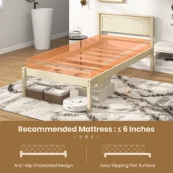 Costway Full/Queen/Twin Size Wooden Platform Bed Frame With Headboard Mattress Foundation Natural 23 Costway Full/Queen/Twin Size Wooden Platform Bed Frame With Headboard Mattress Foundation Natural -Bedroom Home Store GUEST be077c51 1205 4ba0 877a cfa1cf5ee52b