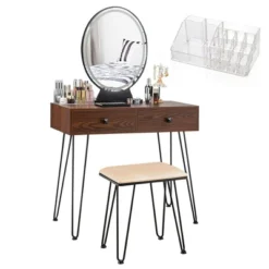 Costway Vanity Makeup Dressing Table W/ 3 Lighting Modes Mirror Touch Switch RusticCoffee 22 Costway Vanity Makeup Dressing Table W/ 3 Lighting Modes Mirror Touch Switch RusticCoffee -Bedroom Home Store GUEST be287d4b 0aee 4ec4 9b5e 80fce6ac957e