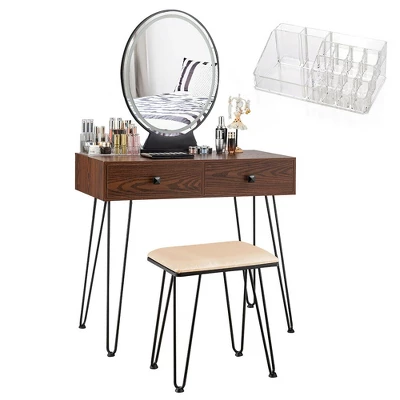 Costway Vanity Makeup Dressing Table W/ 3 Lighting Modes Mirror Touch Switch RusticCoffee 12 Costway Vanity Makeup Dressing Table W/ 3 Lighting Modes Mirror Touch Switch RusticCoffee - Image 10