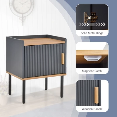 Costway Nightstand Bedside End Table With Door Cabinet For Living Room Bedroom 7 Costway Nightstand Bedside End Table With Door Cabinet For Living Room Bedroom - Image 5