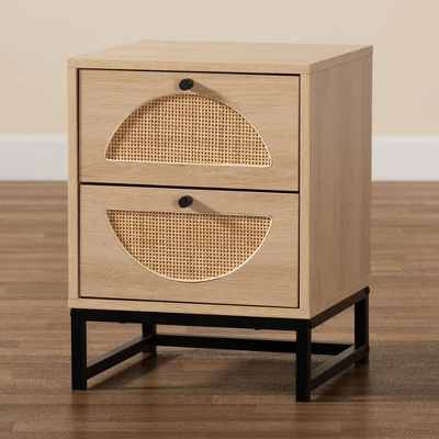 Ardon Bohemian Wood And Metal 1 Drawer Nightstand With Rattan Light Brown/Black - Baxton Studio 10 Ardon Bohemian Wood And Metal 1 Drawer Nightstand With Rattan Light Brown/Black - Baxton Studio - Image 8