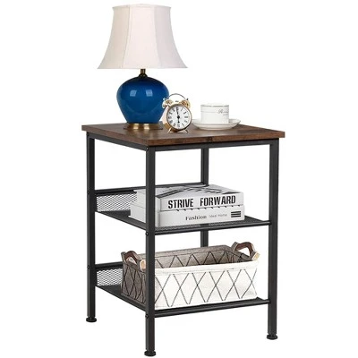 Costway Set Of 2 3-Tier Industrial End Side Table Nightstand W/2 Adjustable Shelves 11 Costway Set Of 2 3-Tier Industrial End Side Table Nightstand W/2 Adjustable Shelves - Image 9