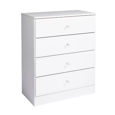 Astrid 4 Drawer Dresser With Crystal Knobs White - Prepac 3 Astrid 4 Drawer Dresser With Crystal Knobs White - Prepac