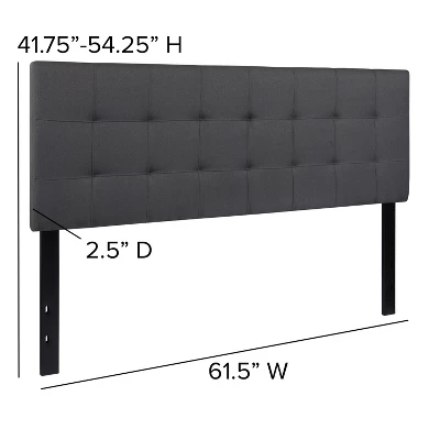 Emma And Oliver Quilted Tufted Queen Size Headboard In Dark Gray Fabric 6 Emma And Oliver Quilted Tufted Queen Size Headboard In Dark Gray Fabric - Image 4