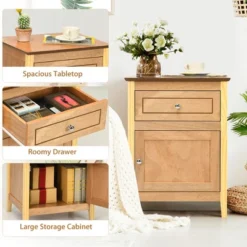 Costway 2PCS Nightstand With Drawer Accent Side End Table Storage Cabinet WhiteNatural 17 Costway 2PCS Nightstand With Drawer Accent Side End Table Storage Cabinet WhiteNatural -Bedroom Home Store GUEST c27c148e 7a22 4ab6 a4ce 7d0644c7f8f1