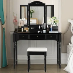 Costway 7 Drawers Vanity Set Dressing Table W/ Tri-Folding Mirror 23 Costway 7 Drawers Vanity Set Dressing Table W/ Tri-Folding Mirror -Bedroom Home Store GUEST c3ef9a79 96e6 48dd aa19 f416a5b17362