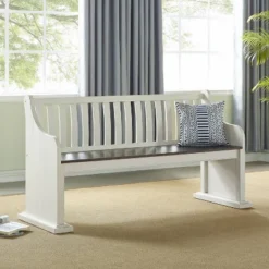 18" Joanna Bench With Back Dark Brown/Ivory - Steve Silver Co.