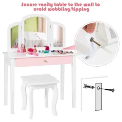 Costway Kids Vanity Set Princess Makeup Dressing Play Table Set W/Mirror White Pink 16 Costway Kids Vanity Set Princess Makeup Dressing Play Table Set W/Mirror White Pink -Bedroom Home Store GUEST c5e21f98 f89e 4b6a 97f8 11d9aaa0caa0