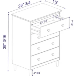 Stiva Classic Mid-Century Modern Vertical 4 Drawer Dresser - Saracina Home 12 Stiva Classic Mid-Century Modern Vertical 4 Drawer Dresser - Saracina Home -Bedroom Home Store GUEST c68dcea8 e822 48f2 ad8d f9b5bfe2eb06