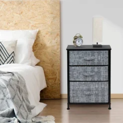 Sorbus Drawer Nightstand Shelf For Bedroom Home Etc Gray