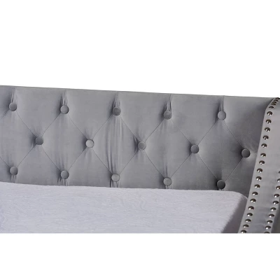 Raphael Velvet Fabric Upholstered Daybed With Trundle - Baxton Studio 7 Raphael Velvet Fabric Upholstered Daybed With Trundle - Baxton Studio - Image 5