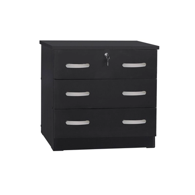 Better Home Products Cindy Wooden 3 Drawer Chest Bedroom Dresser In Black 5 Better Home Products Cindy Wooden 3 Drawer Chest Bedroom Dresser In Black - Image 3