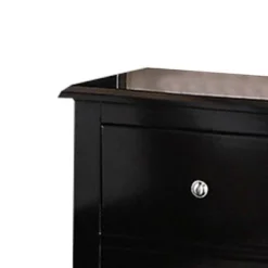 2 Drawer Wooden Nightstand With Metal Knobs Brown - Benzara