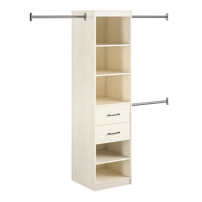 Kelly 5 Shelf 2 Drawer Closet Organizer With 3 Adjustable Hanging Rods Ivory Oak - Novogratz 7 Kelly 5 Shelf 2 Drawer Closet Organizer With 3 Adjustable Hanging Rods Ivory Oak - Novogratz - Image 5