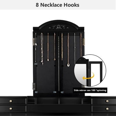 Costway 7 Drawers Vanity Set Dressing Table W/ Tri-Folding Mirror 8 Costway 7 Drawers Vanity Set Dressing Table W/ Tri-Folding Mirror - Image 6