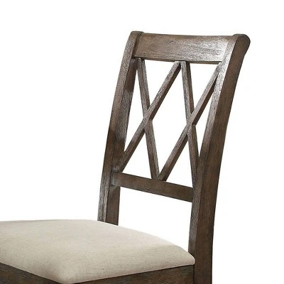 Set Of 2 26" Claudia Dining Chairs Beige Linen/Salvage Brown - Acme Furniture 5 Set Of 2 26" Claudia Dining Chairs Beige Linen/Salvage Brown - Acme Furniture - Image 3