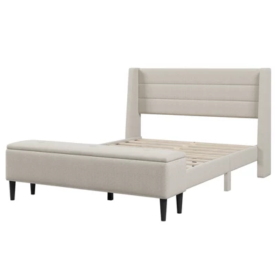 Queen Size Upholstered Wood Storage Platform Bed Frame With Storage Ottoman Bench-ModernLuxe 7 Queen Size Upholstered Wood Storage Platform Bed Frame With Storage Ottoman Bench-ModernLuxe - Image 5