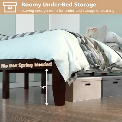 Costway Full Size Wood Bed Frame & 10'' Foam Mattress Set CertiPUR-US Certified Natural/Espresso 5 Costway Full Size Wood Bed Frame & 10'' Foam Mattress Set CertiPUR-US Certified Natural/Espresso - Image 4