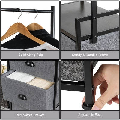 Costway 8 Drawer Fabric Dresser Hanger&Shoe Rack Multifunctional Storage Tower Metal 11 Costway 8 Drawer Fabric Dresser Hanger&Shoe Rack Multifunctional Storage Tower Metal - Image 9