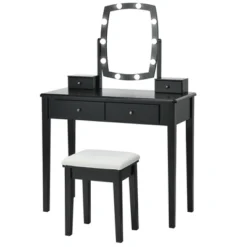 Costway Vanity Table Set With Lighted Mirror Adjustable 10 Bulbs Dresser 4 Drawer 20 Costway Vanity Table Set With Lighted Mirror Adjustable 10 Bulbs Dresser 4 Drawer -Bedroom Home Store GUEST cdfc0529 97c8 475c 9094 68091b4bf4f2