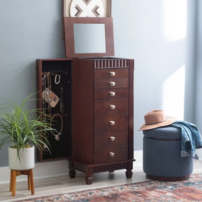 Tierra Contemporary Jewelry Armoire Merlot Brown - Powell Company 12 Tierra Contemporary Jewelry Armoire Merlot Brown - Powell Company - Image 10