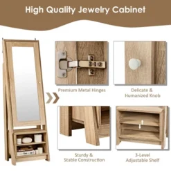 Costway Jewelry Cabinet Large Full Length Armoire 2-in-1 Stand Mirror Organizer 19 Costway Jewelry Cabinet Large Full Length Armoire 2-in-1 Stand Mirror Organizer -Bedroom Home Store GUEST ce76ac87 69af 4f1d 8935 8080471617b1