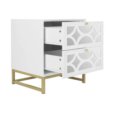 Averina 2 Drawers 45° Splicing White Mirror Front Nightstand With Storage - The Pop Maison 6 Averina 2 Drawers 45° Splicing White Mirror Front Nightstand With Storage - The Pop Maison - Image 4