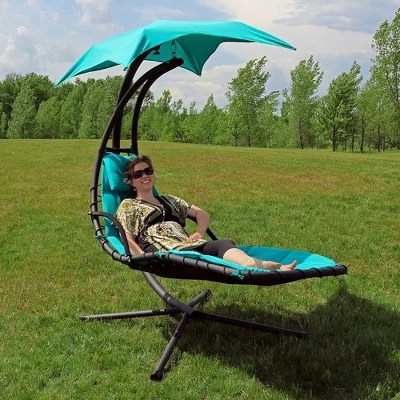 Sunnydaze Decor Sunnydaze Outdoor Hanging Chaise Floating Lounge Chair With Canopy Umbrella And Stand 13 Sunnydaze Decor Sunnydaze Outdoor Hanging Chaise Floating Lounge Chair With Canopy Umbrella And Stand - Image 11