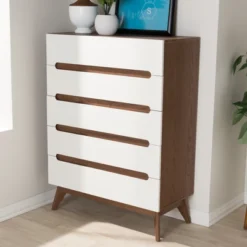 Calypso Mid-Century Modern Wood 5 Drawer Storage Chest Brown - Baxton Studio 15 Calypso Mid-Century Modern Wood 5 Drawer Storage Chest Brown - Baxton Studio -Bedroom Home Store GUEST cfebcf72 ab93 4ccd 89a2 aae22fd01fce
