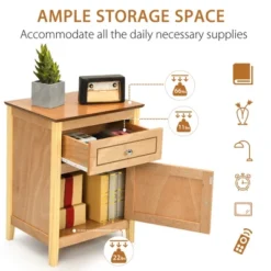 Costway 2PCS Nightstand With Drawer Accent Side End Table Storage Cabinet WhiteNatural 20 Costway 2PCS Nightstand With Drawer Accent Side End Table Storage Cabinet WhiteNatural -Bedroom Home Store GUEST d04d5728 dd36 409d 81f6 c9e809dd7390