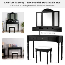 Costway 7 Drawers Vanity Set Dressing Table W/ Tri-Folding Mirror 20 Costway 7 Drawers Vanity Set Dressing Table W/ Tri-Folding Mirror -Bedroom Home Store GUEST d06da6d6 0348 40a8 ab6c 02b7bf3be176