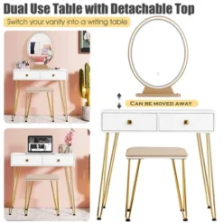 Costway Vanity Makeup Dressing Table W/ 3 Lighting Modes Mirror Touch Switch White 14 Costway Vanity Makeup Dressing Table W/ 3 Lighting Modes Mirror Touch Switch White -Bedroom Home Store GUEST d0ac6a60 6579 43b2 b88f c251775ad42c