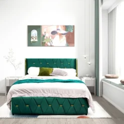 Costway Upholstered Platform Bed Frame Adjustable Headboard Footboard Modern Green 15 Costway Upholstered Platform Bed Frame Adjustable Headboard Footboard Modern Green -Bedroom Home Store GUEST d0f90ee3 bdc1 424c a100 a351680bf0e4