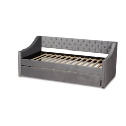 Raphael Velvet Fabric Upholstered Daybed With Trundle - Baxton Studio 12 Raphael Velvet Fabric Upholstered Daybed With Trundle - Baxton Studio -Bedroom Home Store GUEST d13c1c67 ee6b 4bb7 ae3c 5e0c6207c822