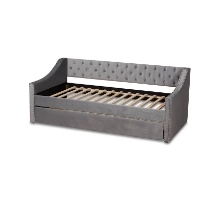 Raphael Velvet Fabric Upholstered Daybed With Trundle - Baxton Studio 5 Raphael Velvet Fabric Upholstered Daybed With Trundle - Baxton Studio - Image 3