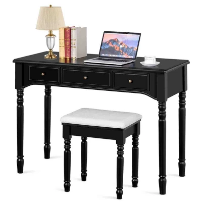 Tangkula 7 Drawers Tri-Folding Vanity Mirror Makeup Dressing Table Set W/ Necklace Hook 3 Tangkula 7 Drawers Tri-Folding Vanity Mirror Makeup Dressing Table Set W/ Necklace Hook