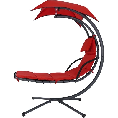 Sunnydaze Decor Sunnydaze Outdoor Hanging Chaise Floating Lounge Chair With Canopy Umbrella And Stand 10 Sunnydaze Decor Sunnydaze Outdoor Hanging Chaise Floating Lounge Chair With Canopy Umbrella And Stand - Image 8