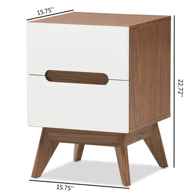 Calypso Mid - Century Modern Wood 3 - Drawer Storage Nightstand - Brown - Baxton Studio 9 Calypso Mid - Century Modern Wood 3 - Drawer Storage Nightstand - Brown - Baxton Studio - Image 7