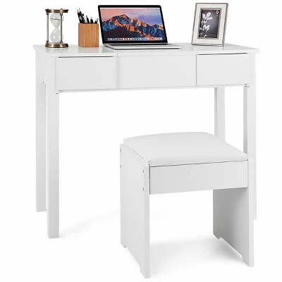 Costway White Vanity Dressing Table Furniture Stool Storage Box 10 Costway White Vanity Dressing Table Furniture Stool Storage Box - Image 8