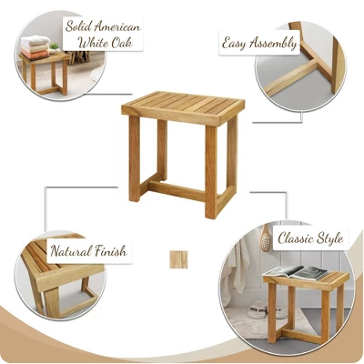 18"H Solid White Oak Mini Bench - Flora Home 13 18"H Solid White Oak Mini Bench - Flora Home - Image 11